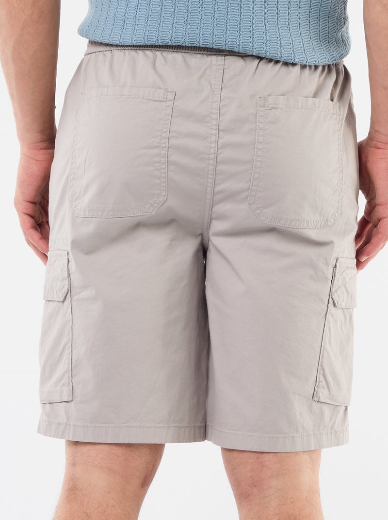 Chino bermuda van popeline met klepzakken Grijs - Kiabi