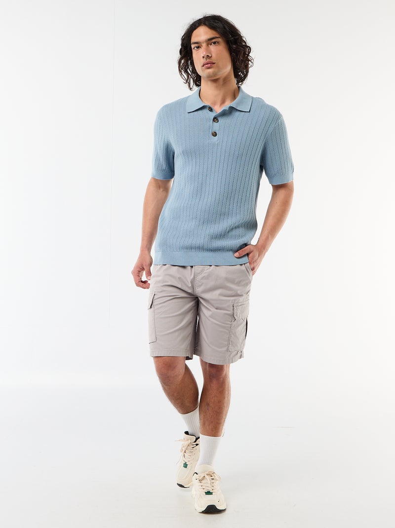 Chino bermuda van popeline met klepzakken Grijs - Kiabi