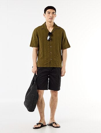 Chino bermuda van popeline met klepzakken