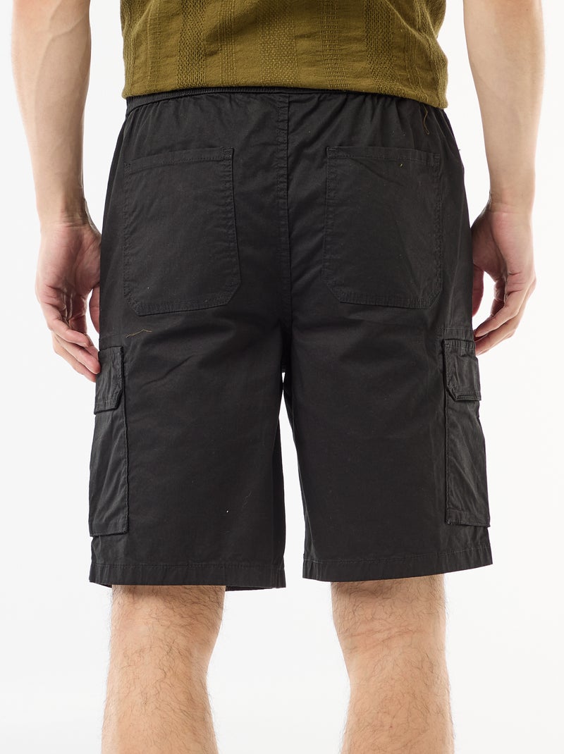 Chino bermuda van popeline met klepzakken Zwart - Kiabi