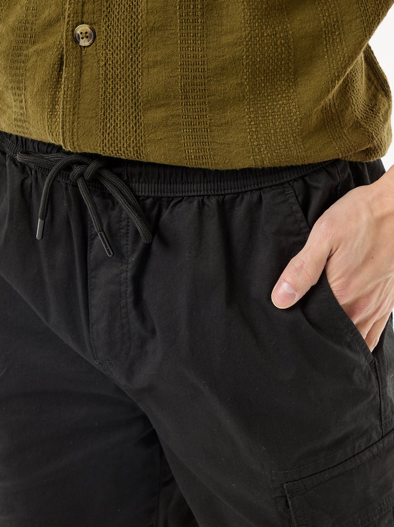 Chino bermuda van popeline met klepzakken Zwart - Kiabi