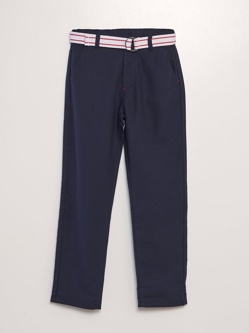 Chino broek met ceintuur BLAUW - Kiabi