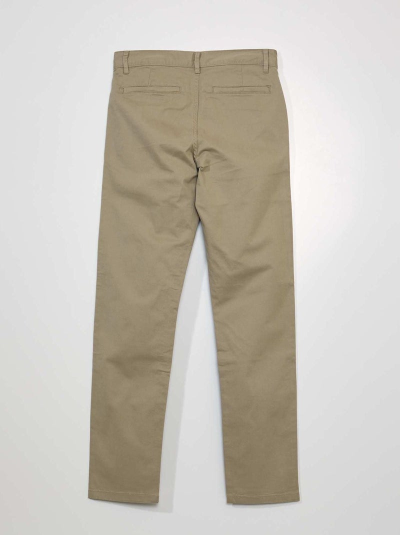 Chino broek van stretchkatoen L34 BIEGE - Kiabi