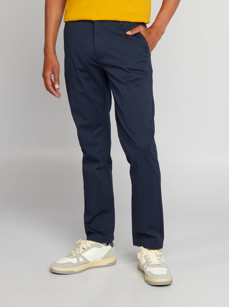 Chino broek van stretchkatoen L34 BLAUW - Kiabi