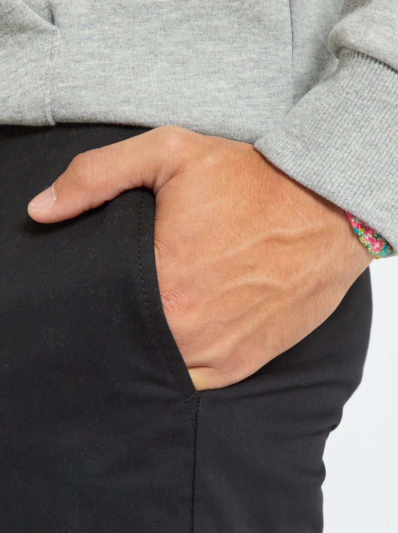 Chino broek van stretchkatoen zwart - Kiabi
