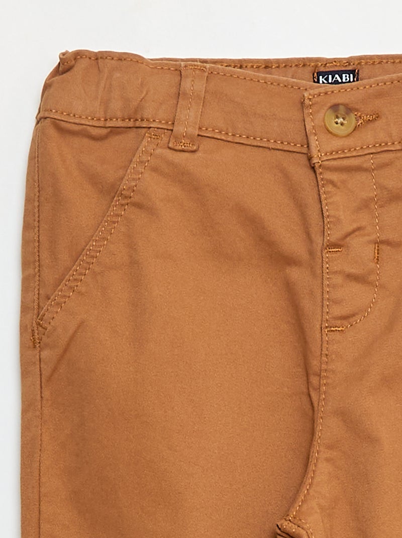 Chino droit en coton stretch Beige - Kiabi