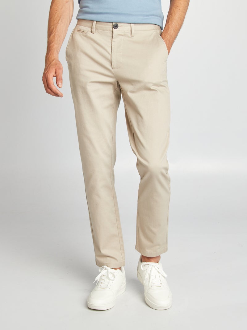 Chino en twill coupe slim beige - Kiabi
