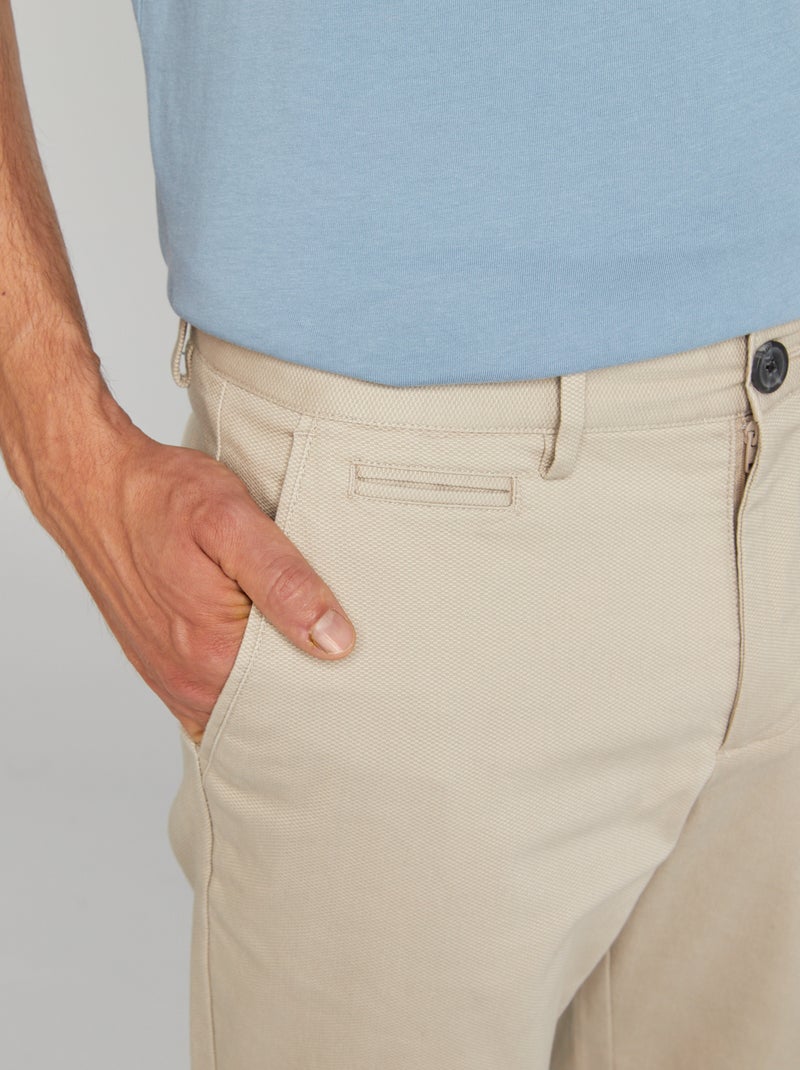 Chino en twill coupe slim beige - Kiabi