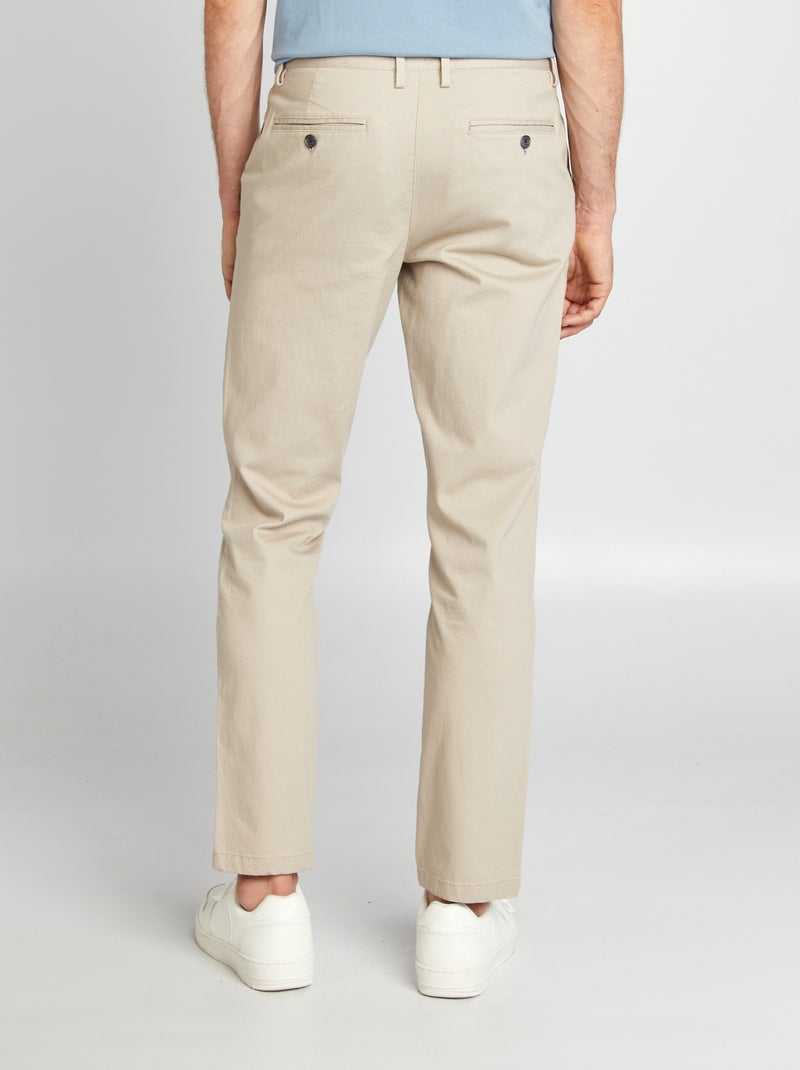 Chino en twill coupe slim beige - Kiabi