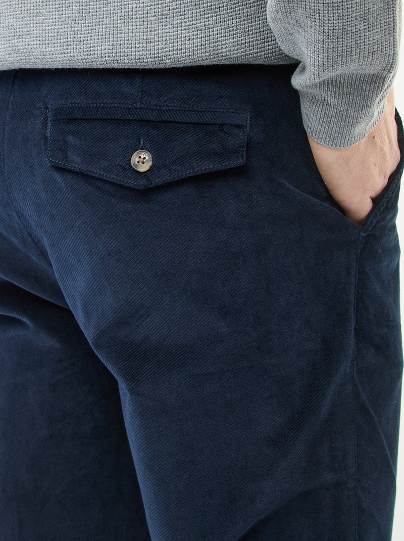 Chino en velours taille standard Bleu - Kiabi