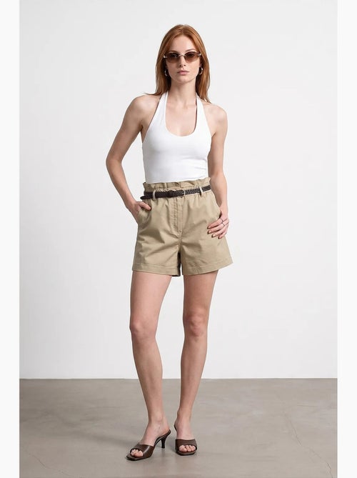 Chino short met hoge taille en riem dilvin - Kiabi