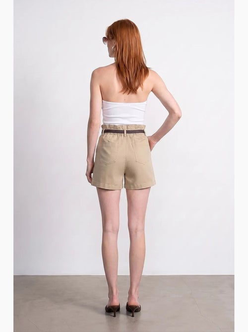 Chino short met hoge taille en riem dilvin - Kiabi