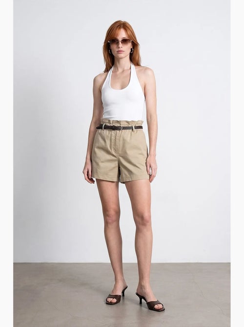 Chino short met hoge taille en riem dilvin - Kiabi