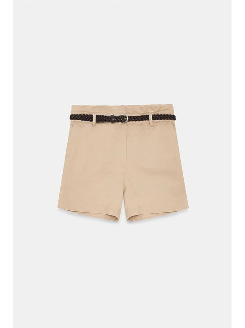 Chino short met hoge taille en riem dilvin - Kiabi