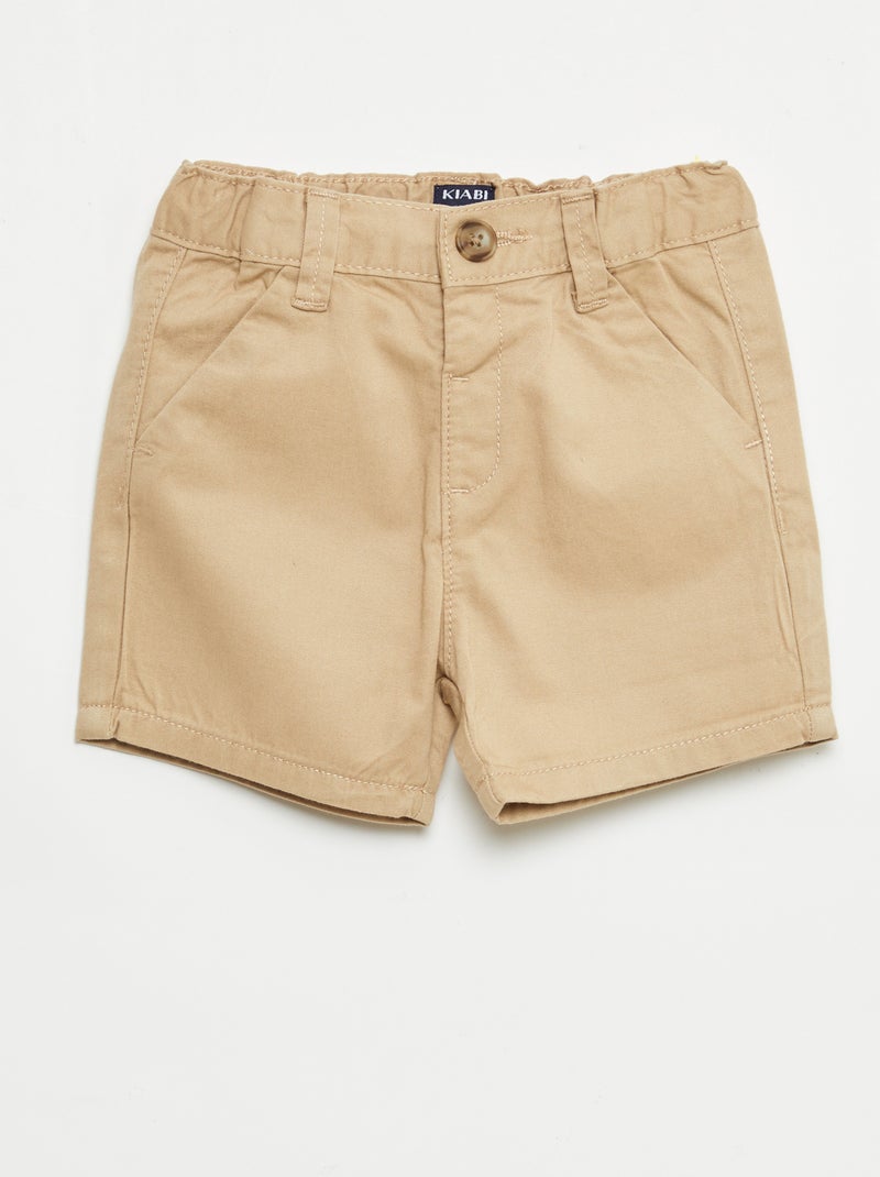 Chino short met verstelbare taille Bruin - Kiabi