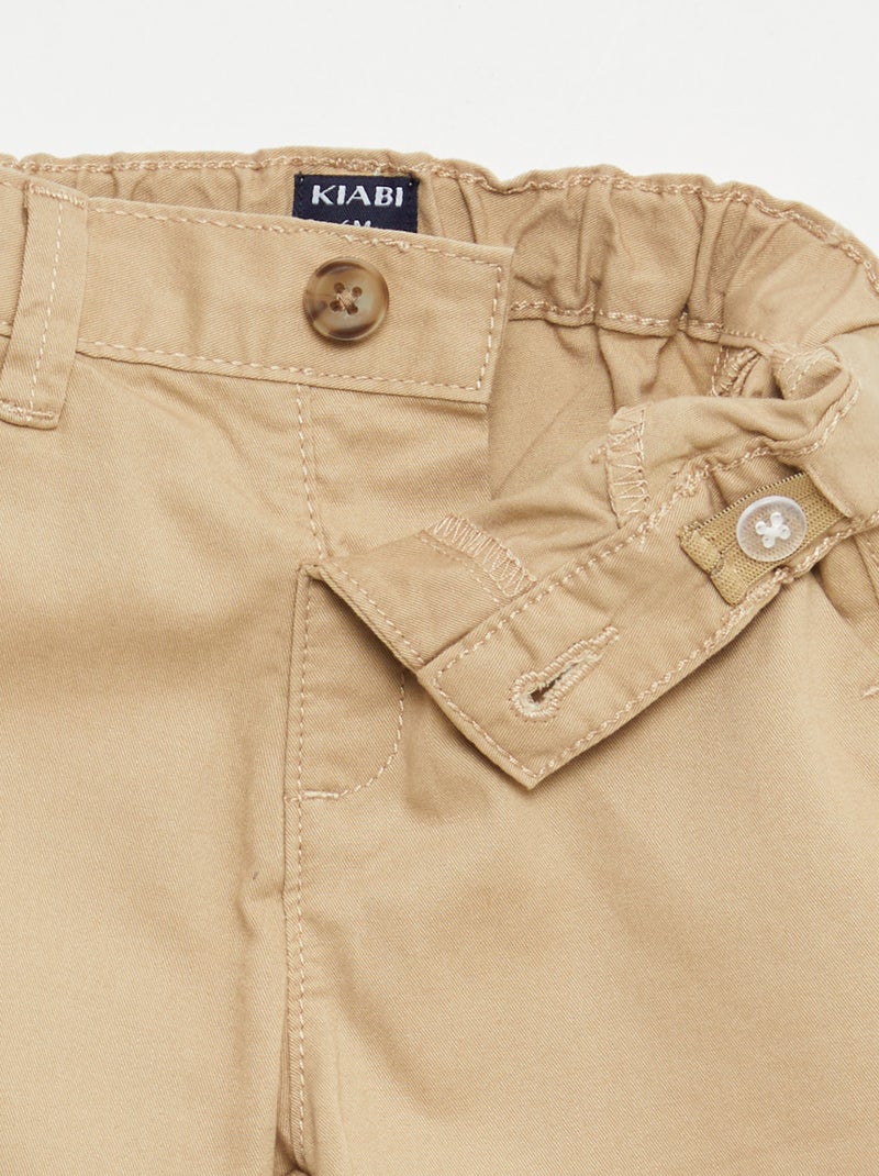Chino short met verstelbare taille Bruin - Kiabi