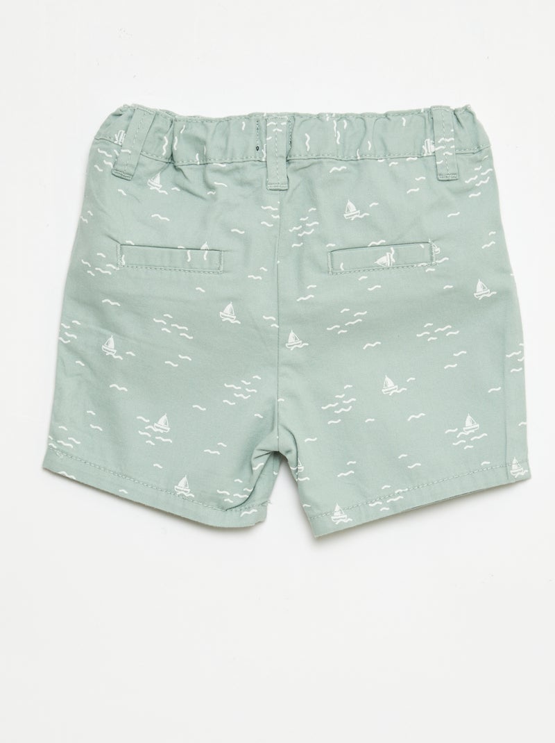 Chino short met verstelbare taille Groen - Kiabi