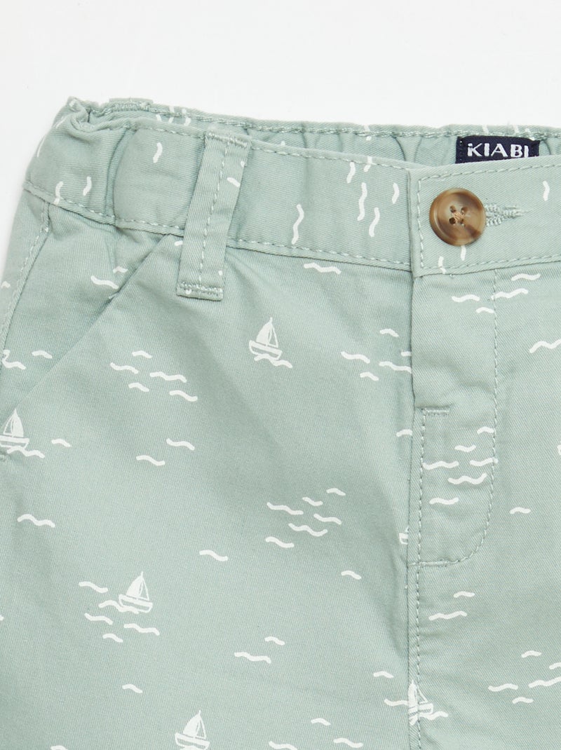 Chino short met verstelbare taille Groen - Kiabi
