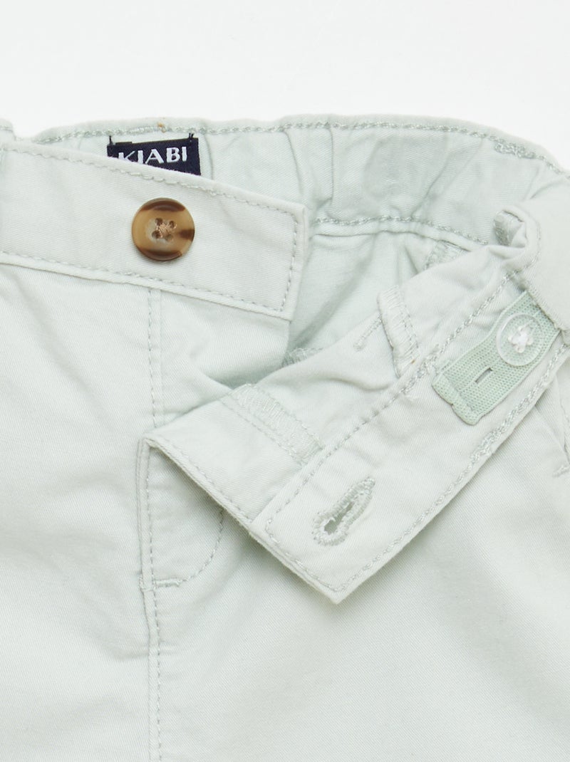 Chino short met verstelbare taille Lichtgroen - Kiabi