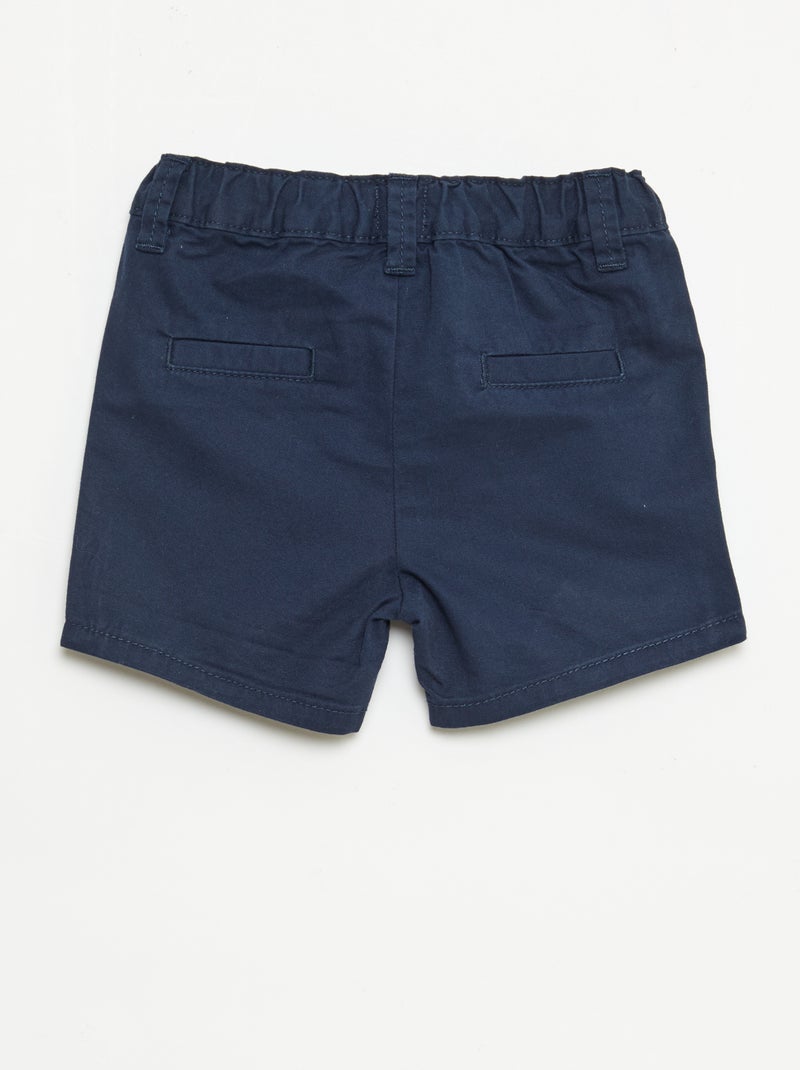 Chino short met verstelbare taille Marineblauw - Kiabi
