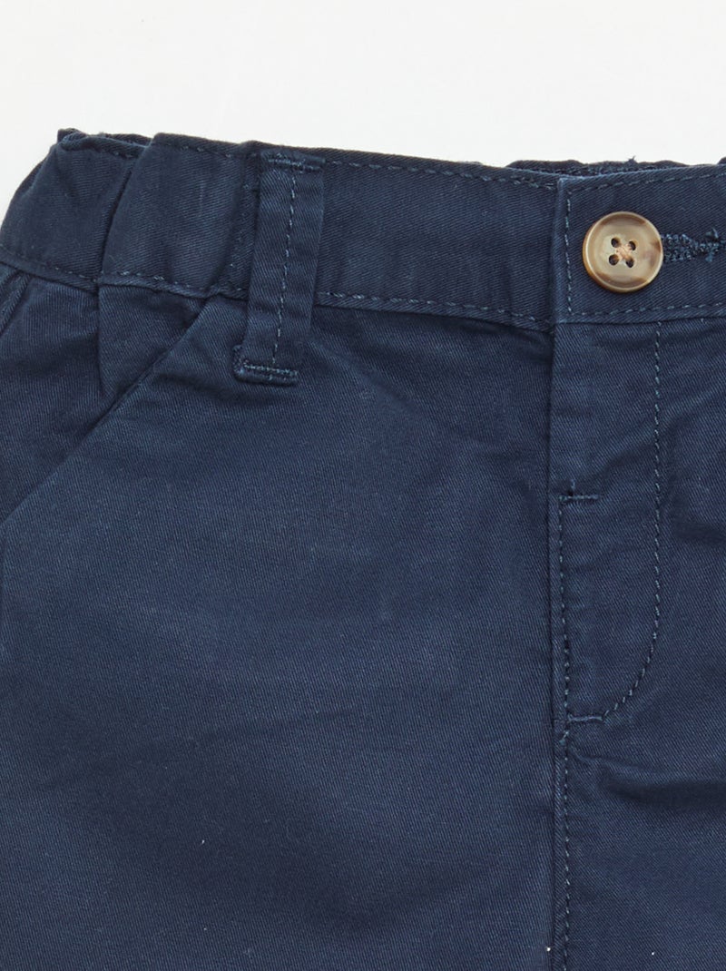 Chino short met verstelbare taille Marineblauw - Kiabi