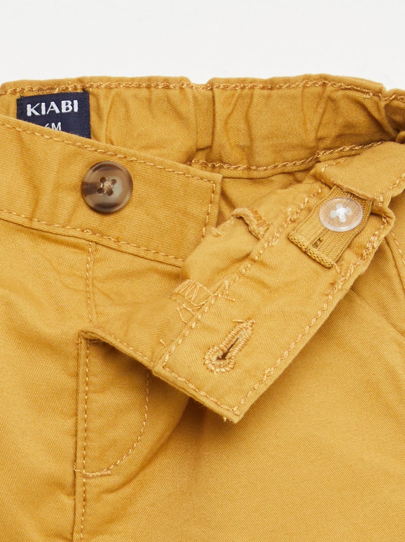 Chino short met verstelbare taille Mosterdgeel - Kiabi