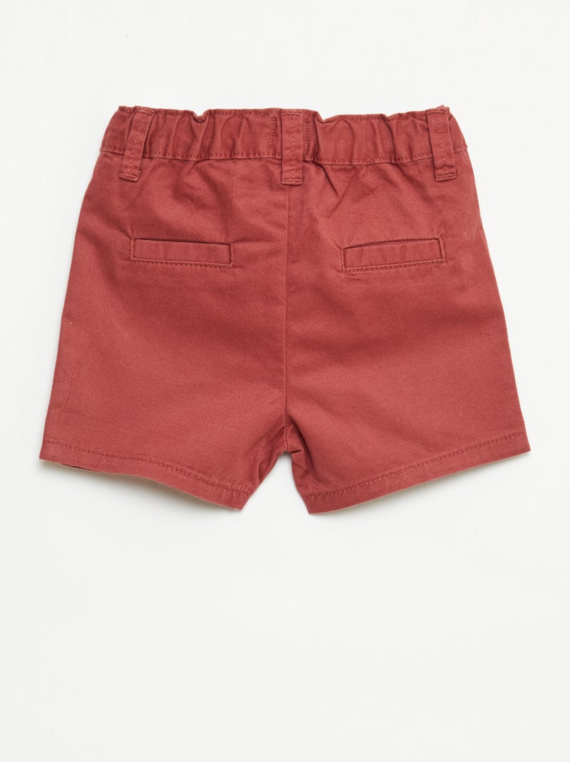 Chino short met verstelbare taille Rood - Kiabi