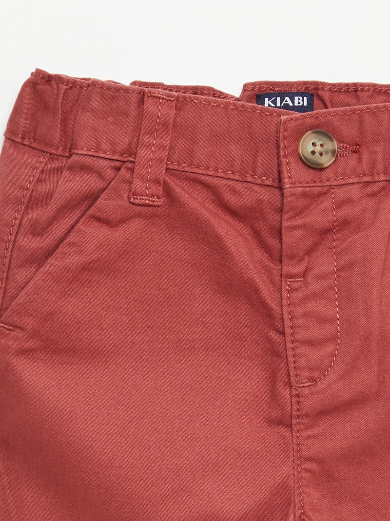 Chino short met verstelbare taille Rood - Kiabi