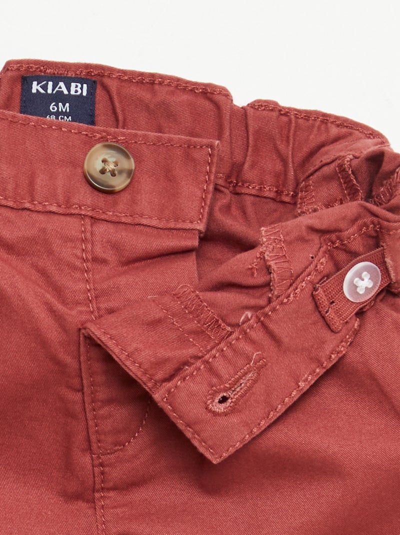 Chino short met verstelbare taille Rood - Kiabi