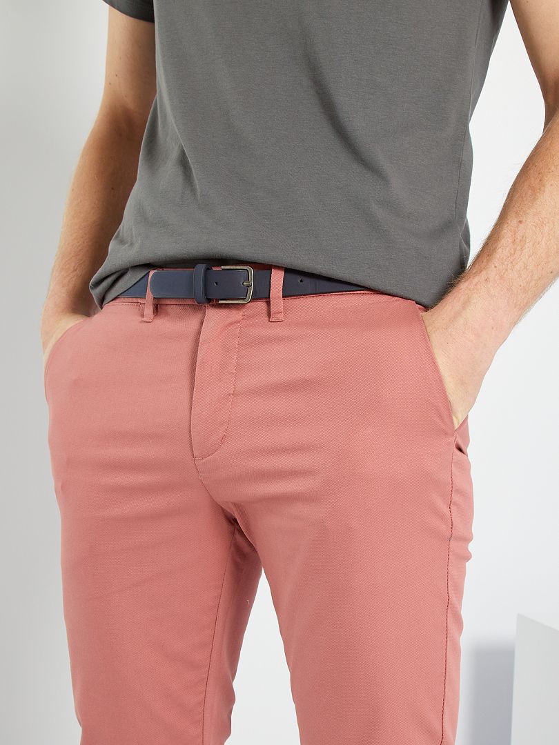 Pantalon chino slim + ceinture - vieux rose - Kiabi - 25.00€