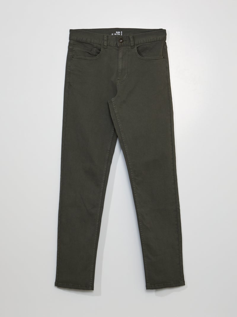 Chino slim 5 poches - L32 kaki - Kiabi