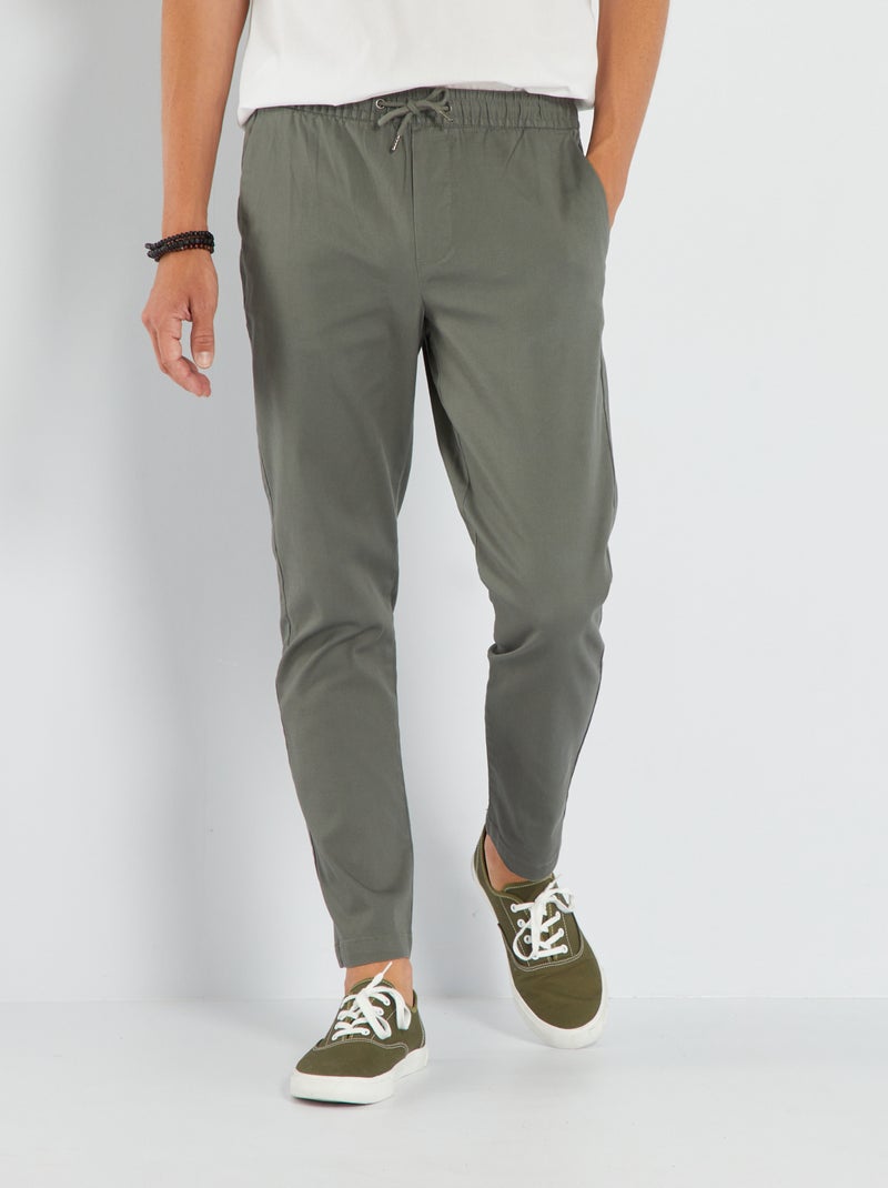 Chino slim coupe jogger Kaki - Kiabi