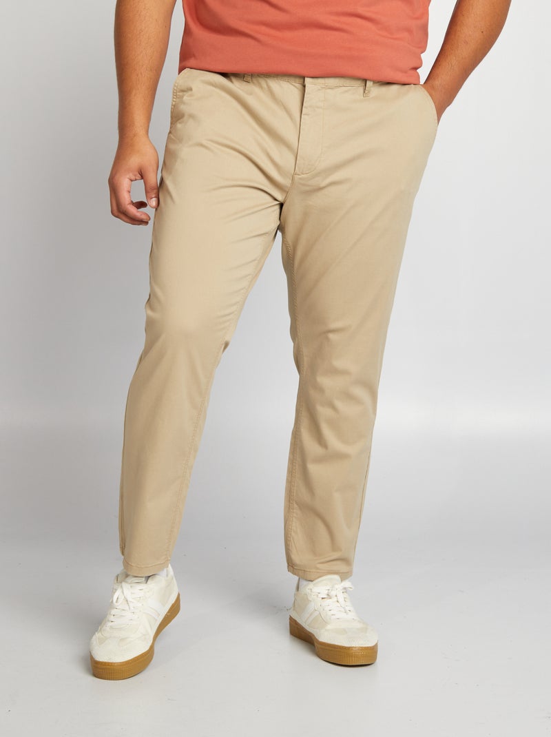 Chino slim en coton stretch - L30 Beige - Kiabi