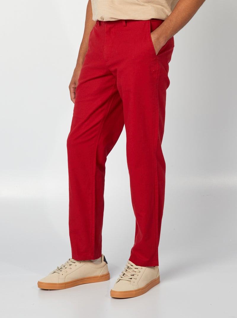 Chino van linnenmix ROOD - Kiabi
