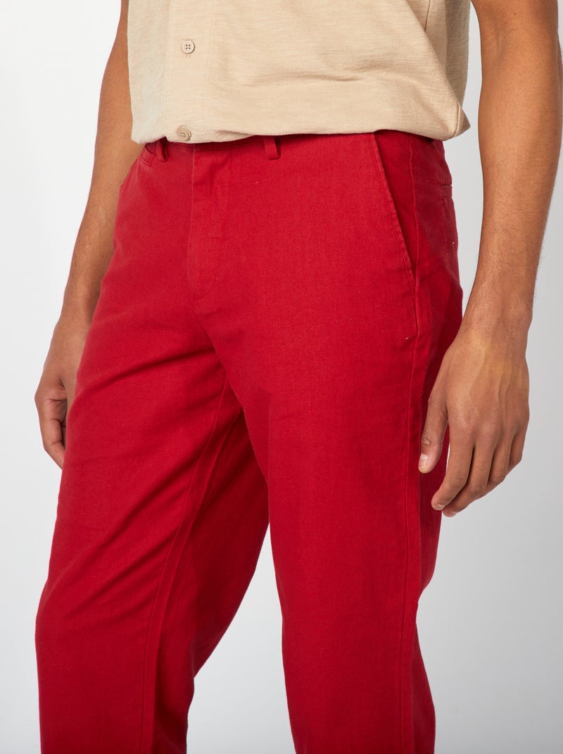 Chino van linnenmix ROOD - Kiabi