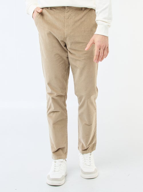 Chino van ribfluweel met standaard taille - Kiabi