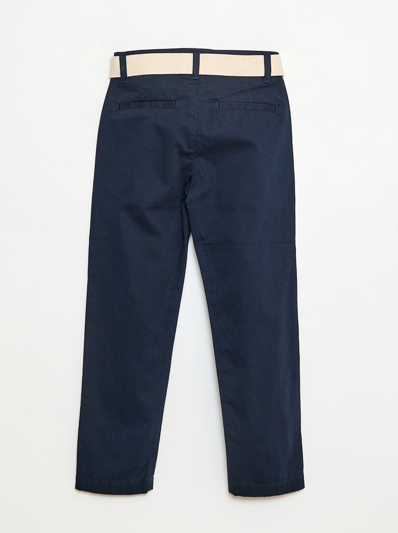 Chino van twill met ceintuur - 2-delig Blauw - Kiabi