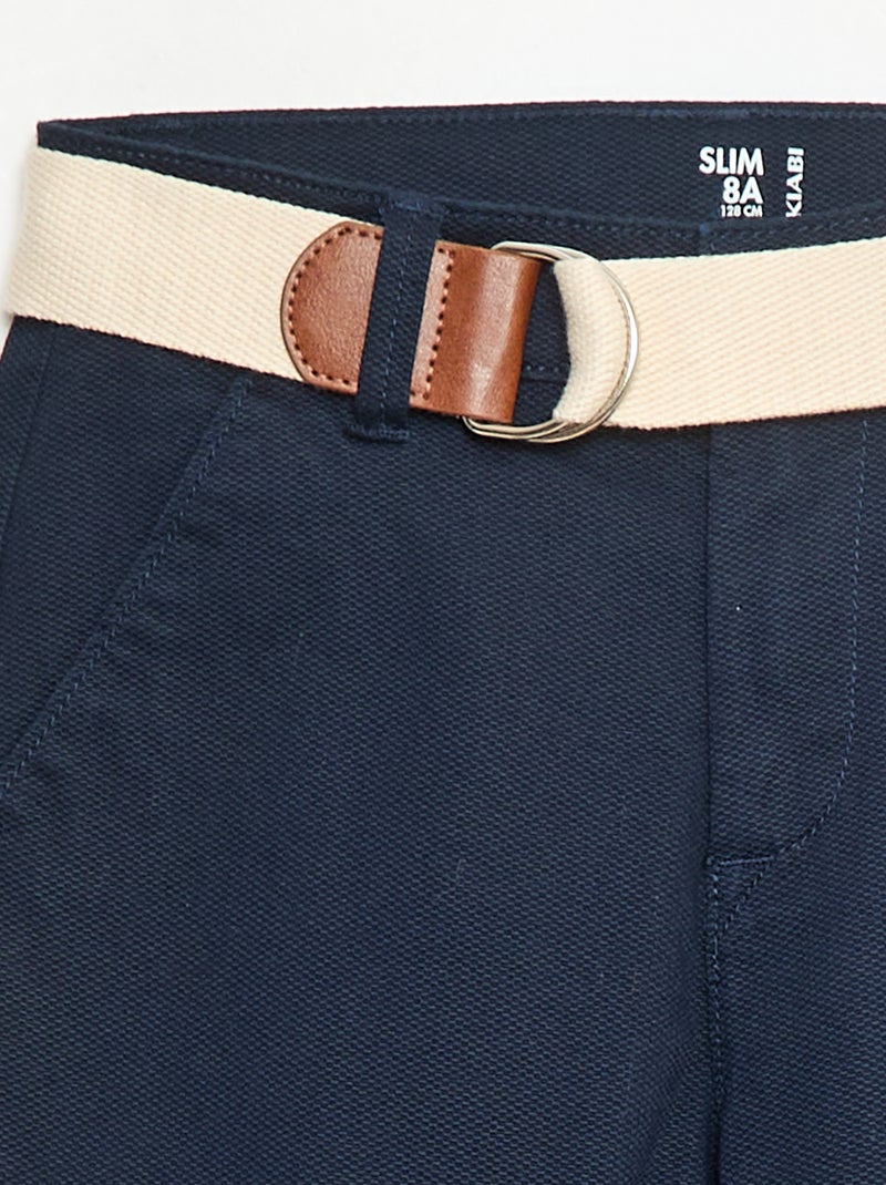 Chino van twill met ceintuur - 2-delig Blauw - Kiabi