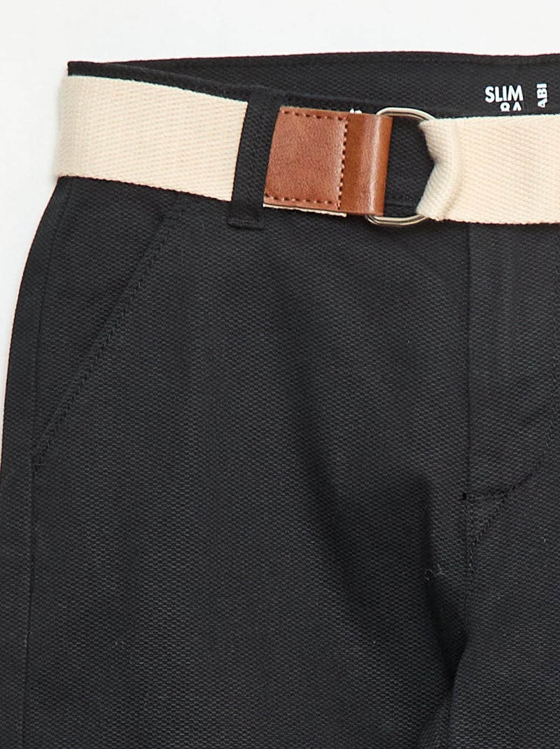 Chino van twill met ceintuur - 2-delig zwart - Kiabi