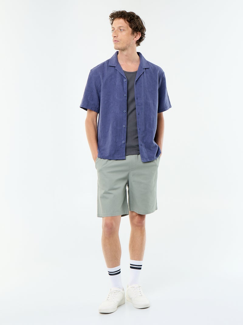 Chinobermuda van twill Groen - Kiabi