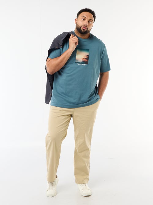 Chinobroek van katoentwill met trekkoordjes - Kiabi