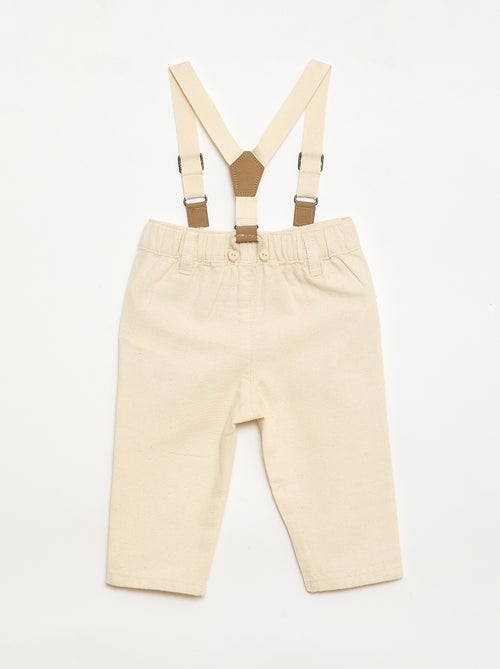 Chinobroek van linnenmix met bretels - Kiabi