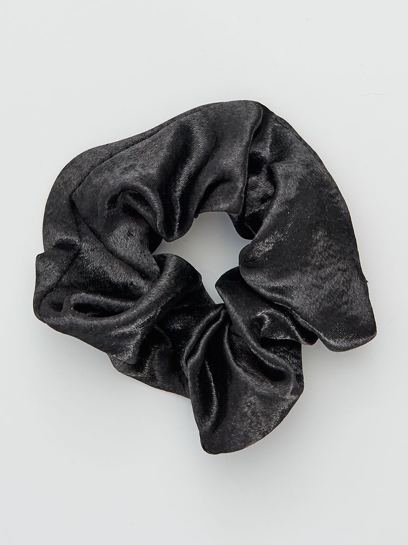 Chouchou en tissu brillant noir - Kiabi