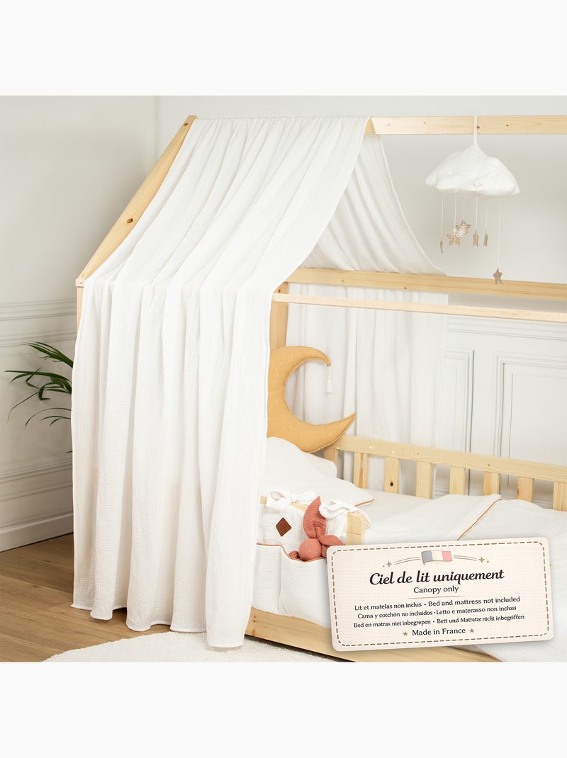 Ciel de lit cabane en gaze de coton duo 330 cm Blanc - Kiabi
