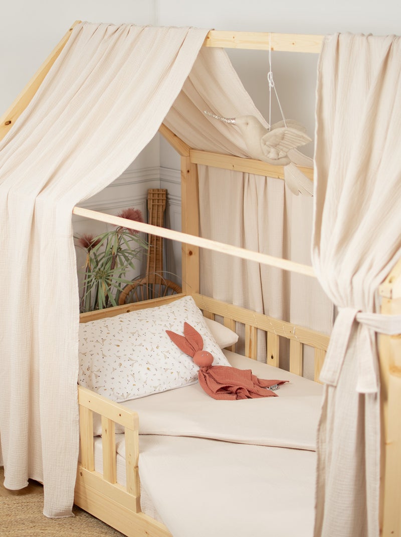 Ciel de lit cabane en gaze de coton duo 360 cm Beige - Kiabi