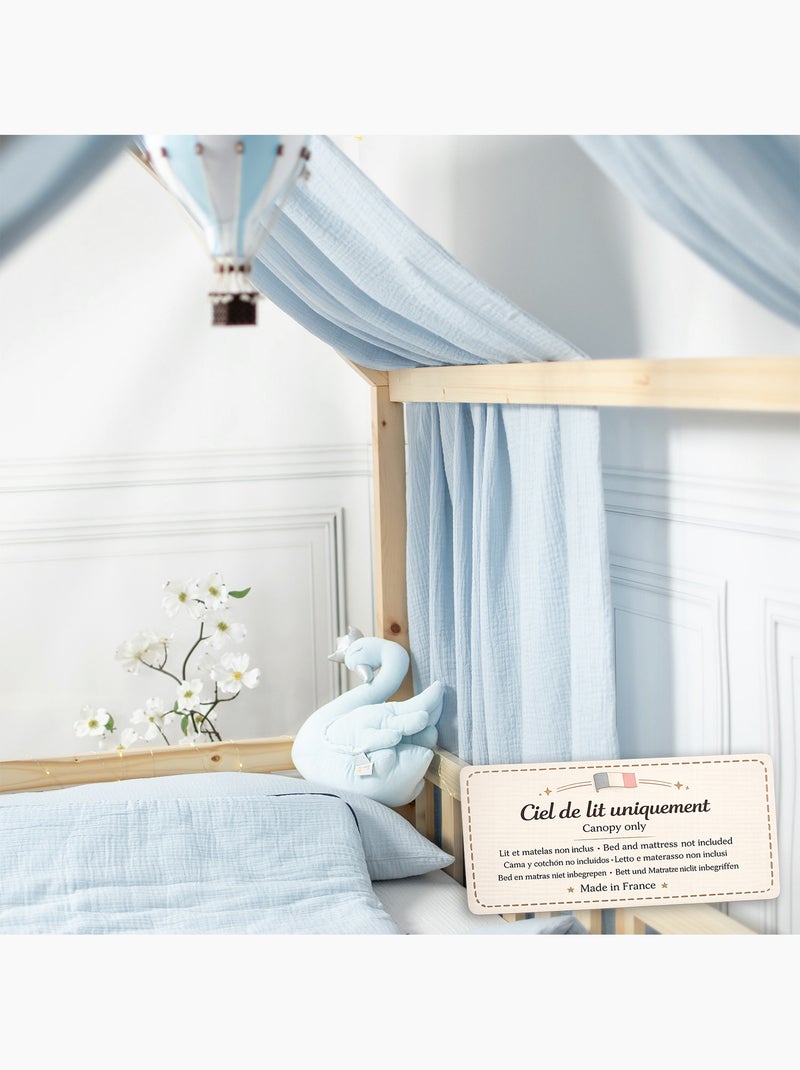Ciel de lit cabane en gaze de coton duo 360 cm Bleu - Kiabi