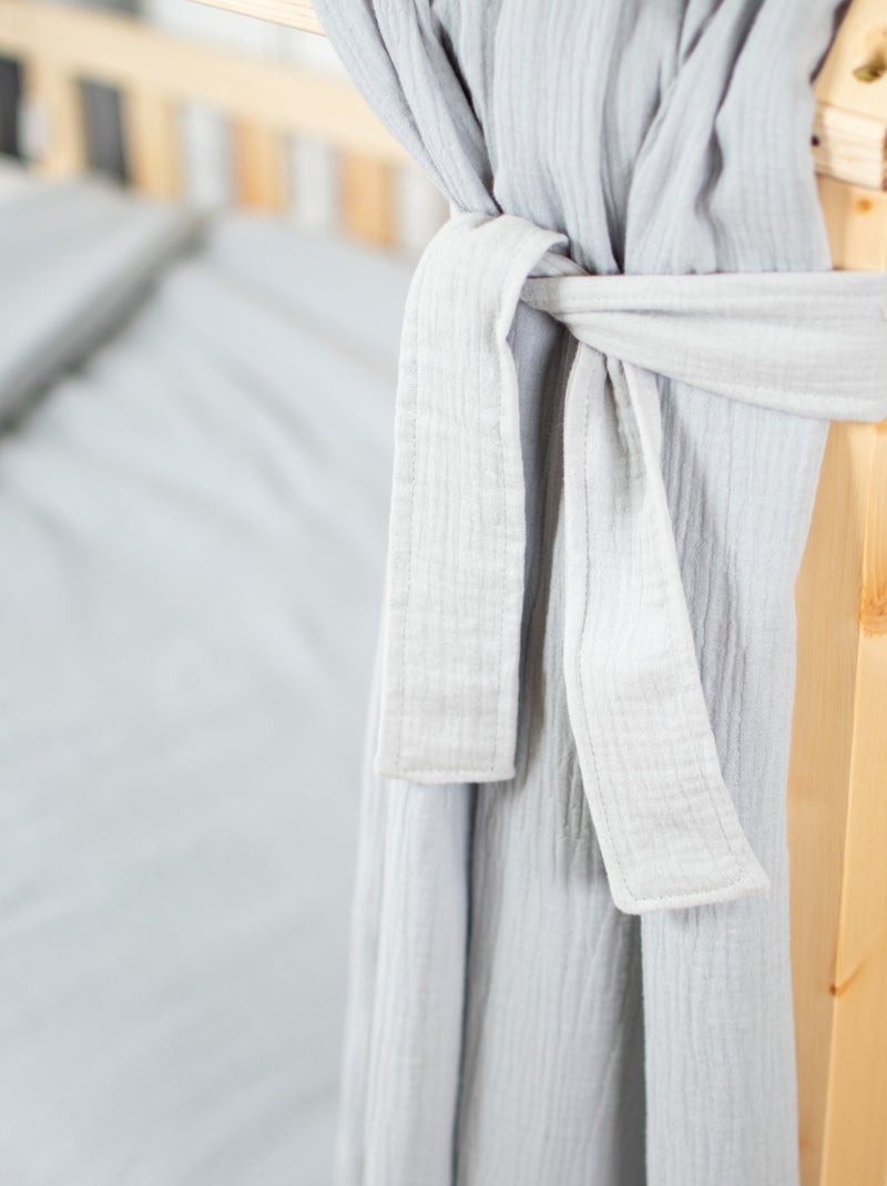 Ciel de lit cabane en gaze de coton duo 360 cm Gris - Kiabi