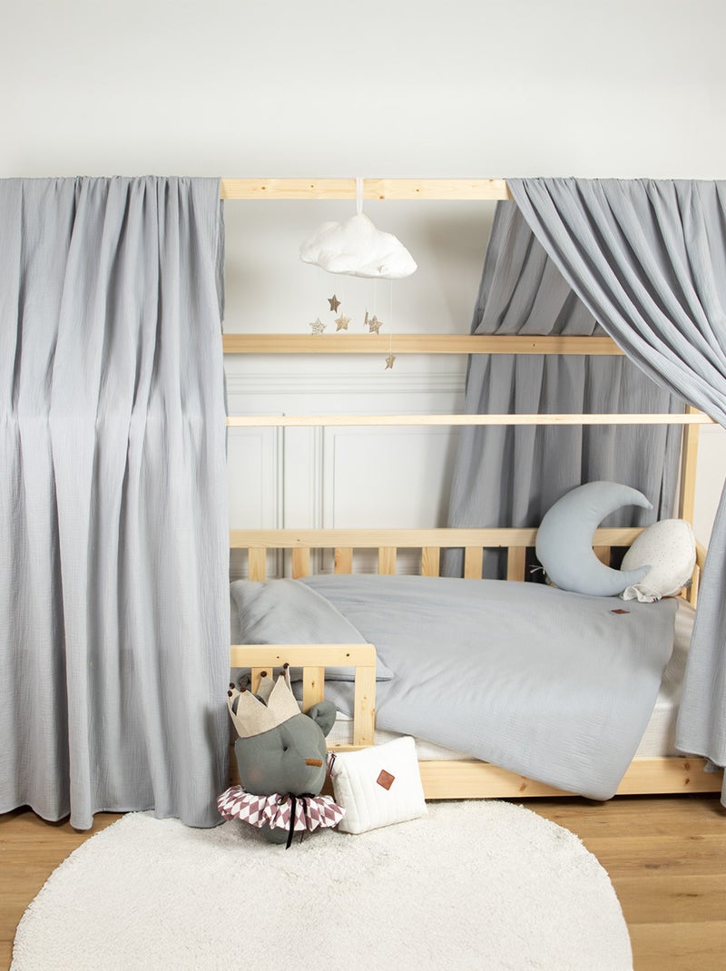 Ciel de lit cabane en gaze de coton duo 360 cm Gris - Kiabi