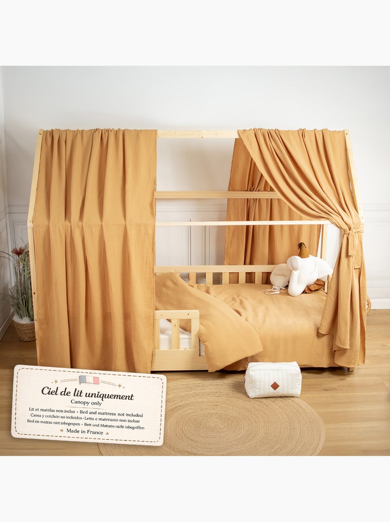Ciel de lit cabane en gaze de coton duo 360 cm Marron clair - Kiabi
