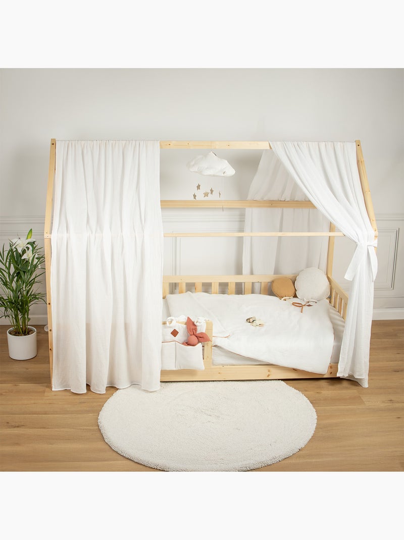 Ciel de lit cabane en gaze de coton duo 420 cm Blanc - Kiabi
